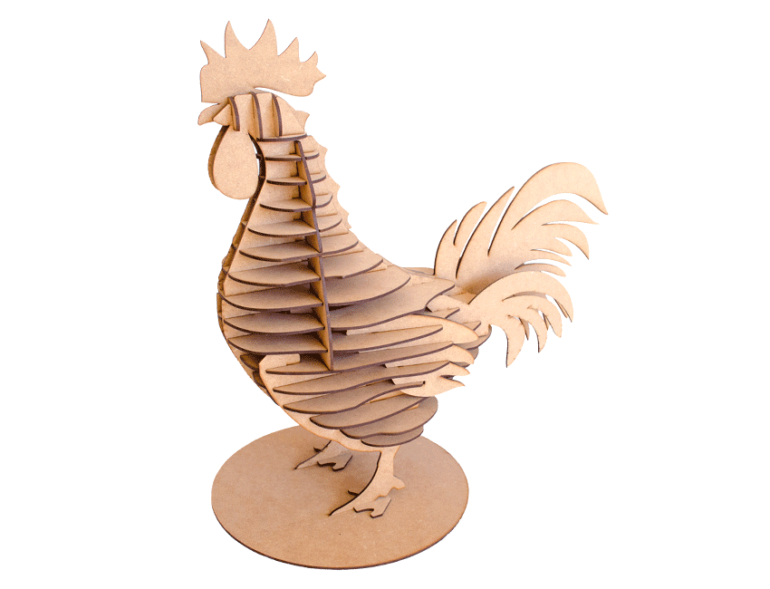 Rooster in MDF using laser cutting